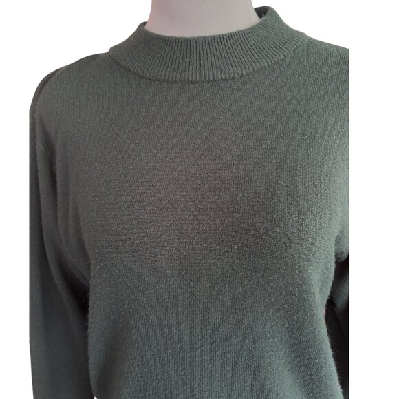 Vintage Sag Harbor Sweater Women's small forest green Acrylic Mock Neck Pullover - Picture 2 of 8